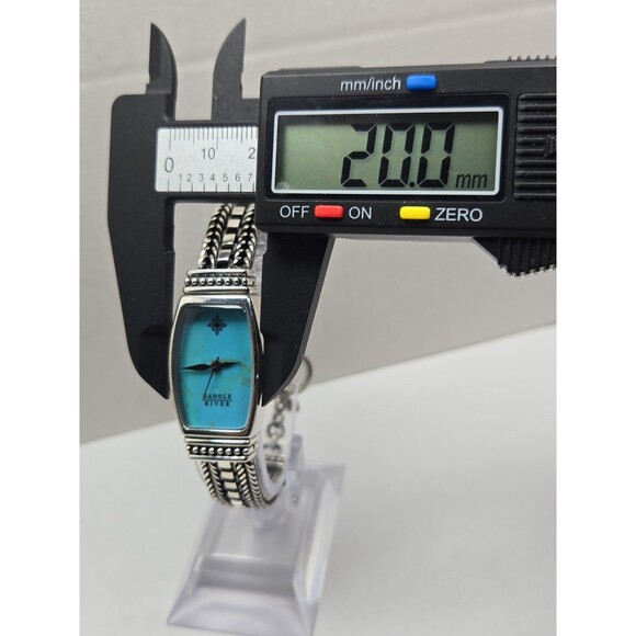Vintage Saddle River Womens Turquoise Dial Silver Tone Tonneau Watch New Battery main image 11
